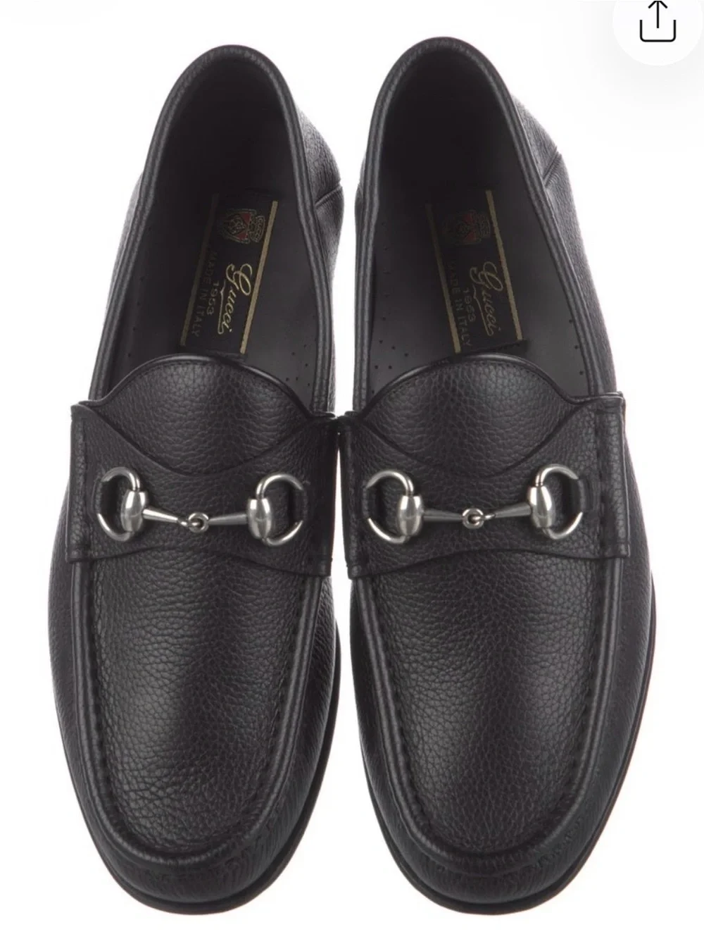 Gucci Black Pebbled Leather Horsebit Slip-On Loafers Women’s 8.5/ Men’s 7